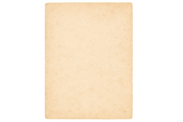 Vintage blank paper texture with aged grunge effect, old empty parchment sheet with rounded corners, transparent background