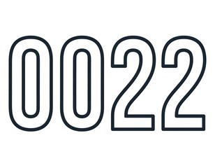 Isolated numerical sequence "0022", presented in a simplistic, modern font