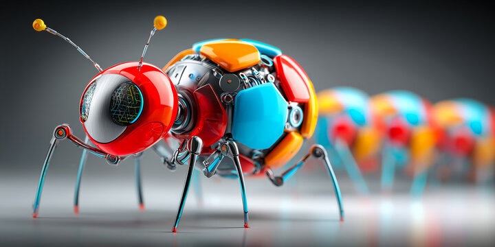 Futuristic AI Nanobot Insect Robot With Mechanical Legs and Cyber Design
