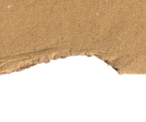 torn brown paper strips with rough edges isolated on white background
