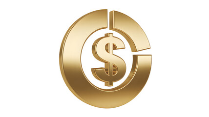 Obraz premium Golden dollar sign inside a segmented circle against a
