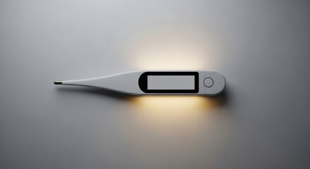 Minimalist Smart Thermometer on Plain Surface with Soft Glow Light