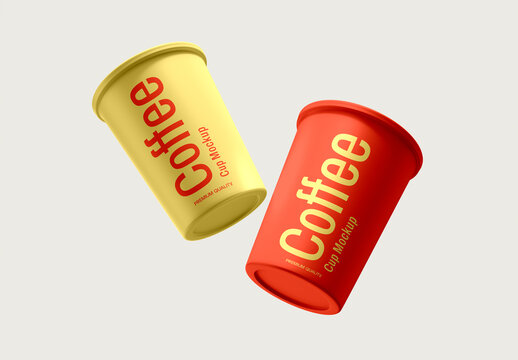 Floating  Paper Coffee Cup Mockup