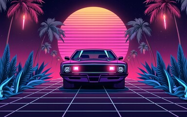 80s party flyer design in retro style. High quality