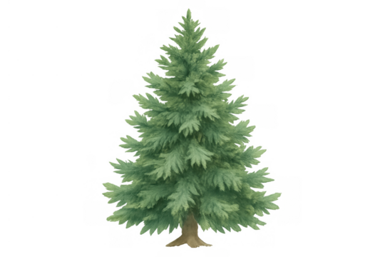 Green fir tree on transparent background, symbolizing nature, forest, christmas, and winter holidays