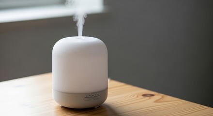 Modern Essential Oil Diffuser on Minimal Table with Mist Effect
