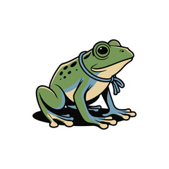 green frog on white background