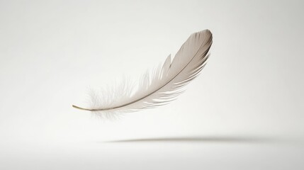 Soft feather floating gracefully in a serene setting with gentle light