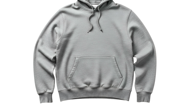 Blank light gray hooded sweatshirt displayed against a solid black background