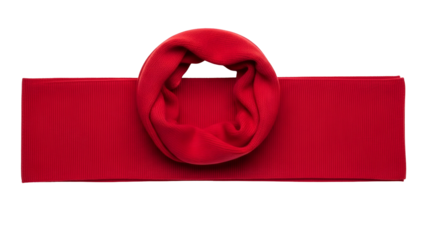 Bright red tubular neck gaiter accessory displayed against a solid black background