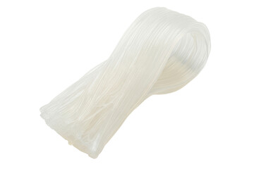 Uncooked translucent asian rice glass noodles ingredient isolated on transparent background