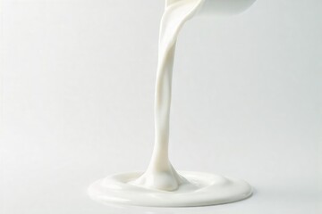 Luxurious, creamy cascade of white liquid pouring down, creating a smooth, elegant flow against a clean background Perfect for food, beauty, or luxury product advertising , falling, smooth
