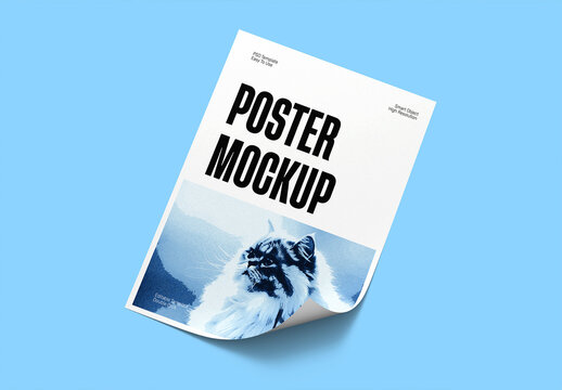 Curled Corner Poster Mockup