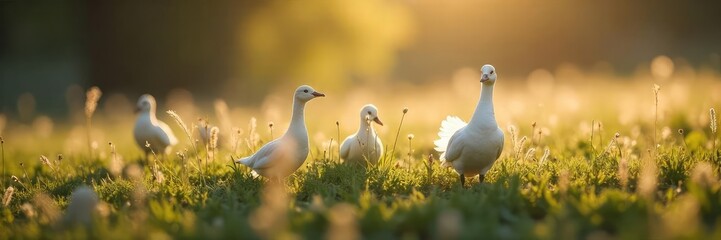 Obraz premium Soft, downy feathers drift gently to the earth, illuminated by soft sunlight, creating a serene and peaceful scene Perfect for nature, tranquility, and serenity themes , pattern, peaceful