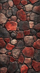 Brick Stone Wall Red Brown Color Rustic Texture Natural Rock Patter