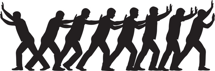 Teamwork pushing together