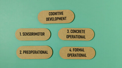 Piaget's Four Stages of Cognitive Development: Sensorimotor, Preoperational, Concrete, and Formal Operational on Kraft Paper Tags