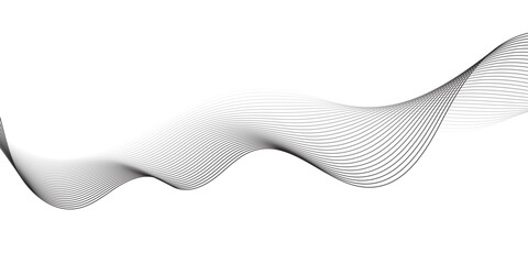Elegant abstract wave background with smooth flowing lines in monochrome gradient. Minimal design with dynamic motion, modern curve pattern on white backdrop, perfect for business and technology theme