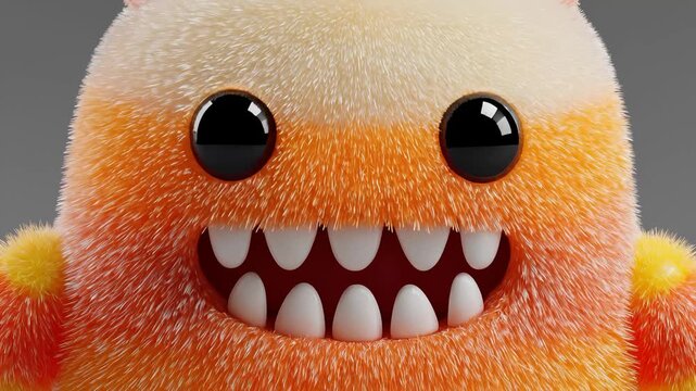 Cute Furry Candy Corn Monster Smiling