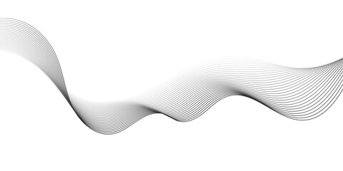 Elegant abstract wave background with smooth flowing lines in monochrome gradient. Minimal design with dynamic motion, modern curve pattern on white backdrop, perfect for business and technology theme