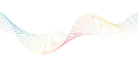 Abstract colorful wave background with smooth gradient lines in pastel tones. Modern flowing motion design, minimal composition, clean white backdrop, suitable for tech, sound, or digital themes.