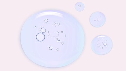 Translucent Blue Gel Drop with Bubbles