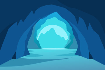 A blue ice cave