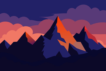 Sunset over peaks