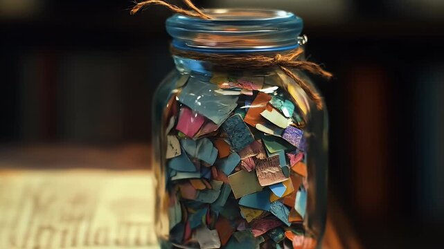 Jar of Colorful Paper.