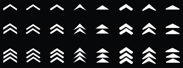 Collection of swipe up icons with gray arrows in various styles on a white background.