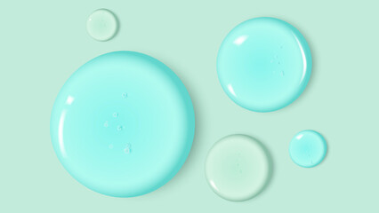 Gel serum texture. Clear skincare liquid drops. Isolated cosmetic product swatches.