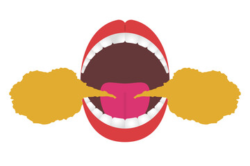 Open mouth bad breath icon. Vector.