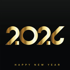 Modern stylized Happy New Year 2026 golden logo design. Vector
