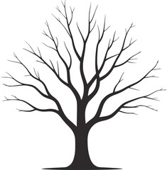 Stark bare tree silhouette dark grey branches vector