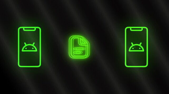 Secure document transfer between phone icons on transparent background. File sharing, cloud sync, and business communication systems. Motion graphics of file sharing concept