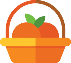 Realistic fruit basket icon with soft shadows and vibrant colors