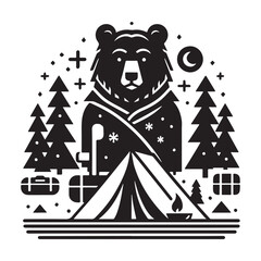 Camping Bear Adventure: Natures Embrace Under the Stars.