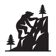 Bear Climbing Mountain Silhouette: Natures Challenge.