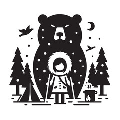 Camping Adventure with Bear and Nature Elements.
