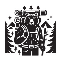 Bear Hiker in Wilderness Adventure: A Nature Exploration.