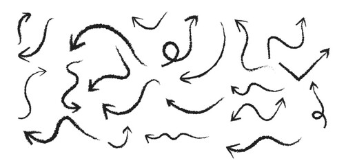 Hand Drawn Doodle Arrows and Symbols Collection on White Background