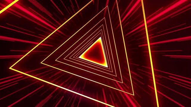 Red and Yellow neon triangles line background VJ loop