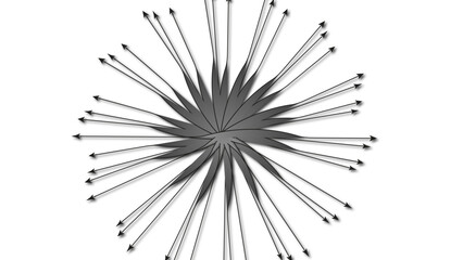 Obraz premium Monochrome abstract starburst graphic on a white background. Black and white radial explosion or spiky geometric pattern.