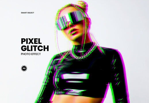Pixel Glitch Photo Effect Template