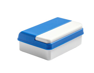 Blue, white box container