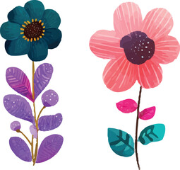 set of vector flowers
