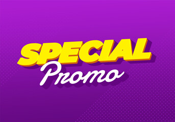 Special promo. Bright yellow 3D text for discount banner and marketing advertisement design