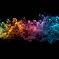 Obraz premium Vibrant Rainbow Smoke Flow on Black Background