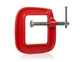 Red C-Clamp Tool - A Close-Up View of Industrial Strength.