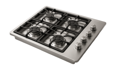 A gas cooktop with sealed burners and easy-clean design, perfect for family kitchens.